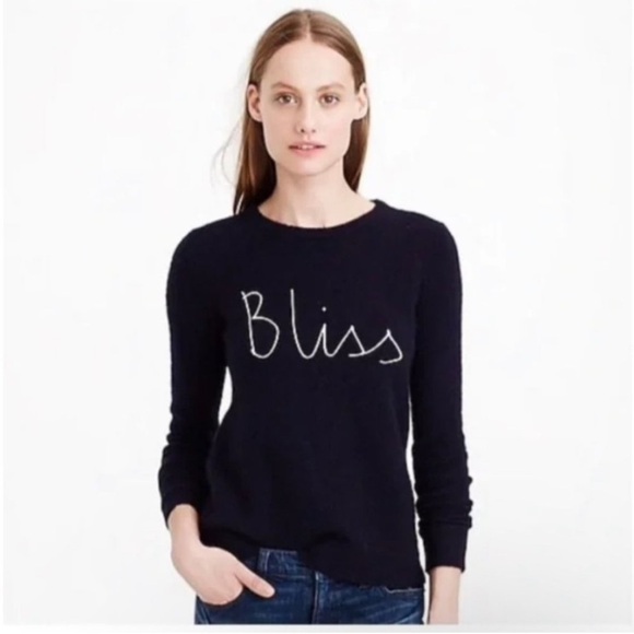 J Crew Navy Wool Apalca Blend BLISS Sweater Sz L - Picture 1 of 7